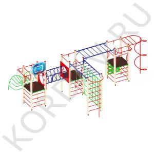 Два рукохода,баскетбольное кольцо, шведская стенка, спирали, турники СК 6.341